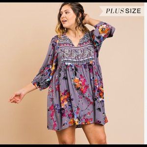 UMGEE BOHO  FLORAL on PURPLE BACKGROUND NEW WITH TAGS 1X